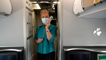 Cabin Crew member on board an aircraft