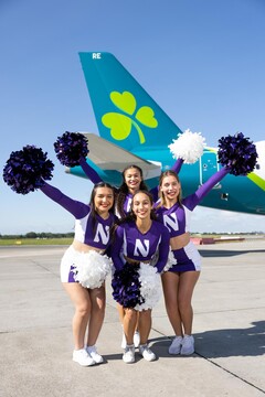 Cheerleaders arrive for the Aer Lingus College Football Classic-9