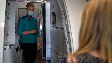 Customer boarding an aircraft