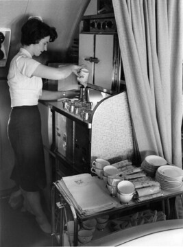 Crew wearing Irene Gilbert uniform design from 1958