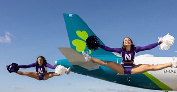 Cheerleaders arrive for the Aer Lingus College Football Classic-4