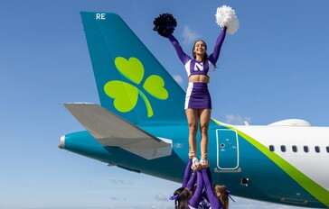 Cheerleaders arrive for the Aer Lingus College Football Classic-6