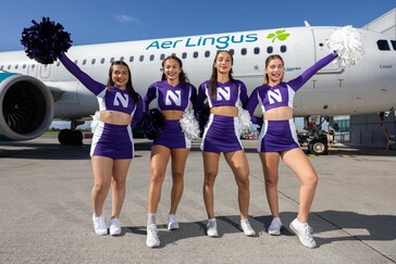 Cheerleaders arrive for the Aer Lingus College Football Classic-1