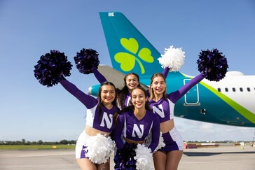 Cheerleaders arrive for the Aer Lingus College Football Classic-10