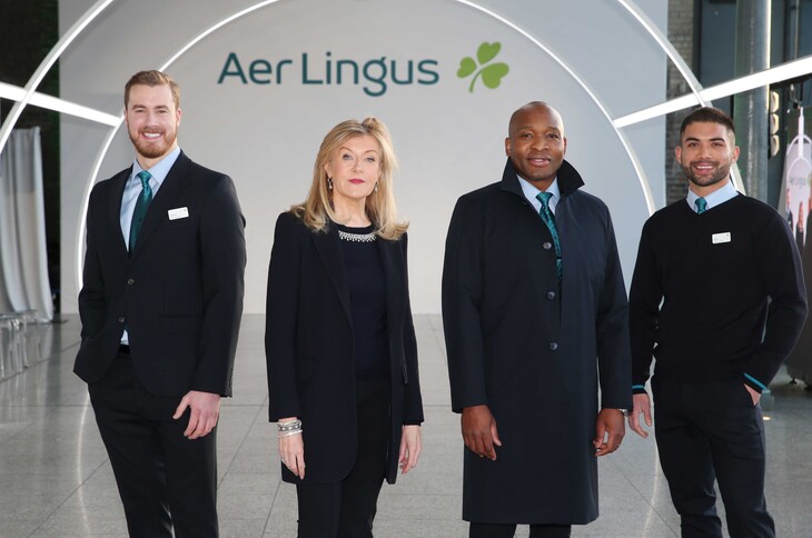Louise Kennedy and cabin crew