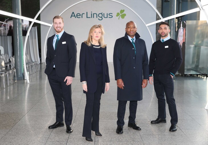 Louise Kennedy and cabin crew