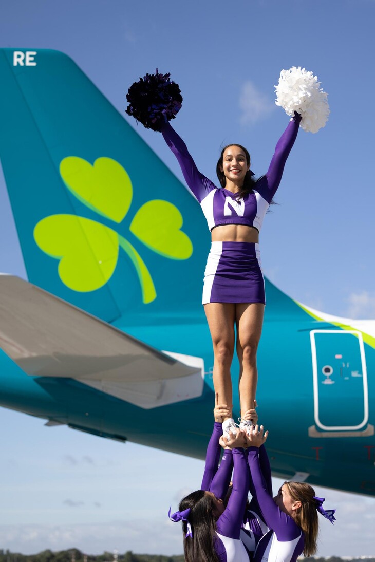 Cheerleaders arrive for the Aer Lingus College Football Classic-5