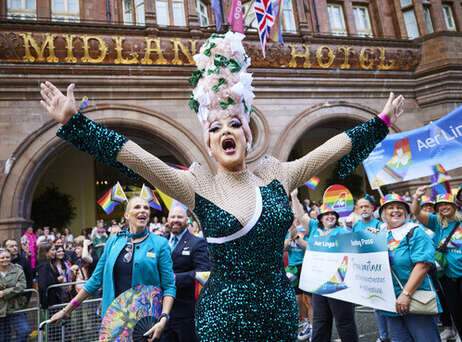 Cabin crew drag queen storms the runway for Aer ...